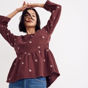 Madewell Embroidered Floral Tie-Back Top